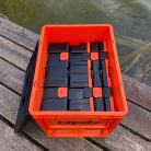 HORGÁSZ TÁROLÓ DOBOZ - (REKESZ+FEDÉL) - 40X30X32CM - FEKETE/NARANCSSSÁRGA - TÖBB VÁLTOZATBAN